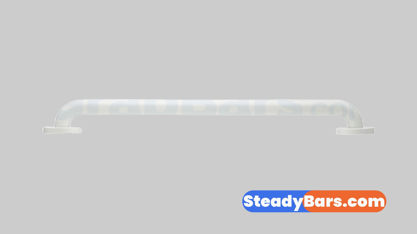 White grab bar with 'SteadyBars.com' branding on a gray background