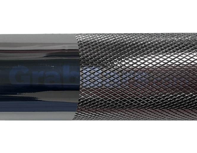 Close-up of a knurled textured grab bar.
