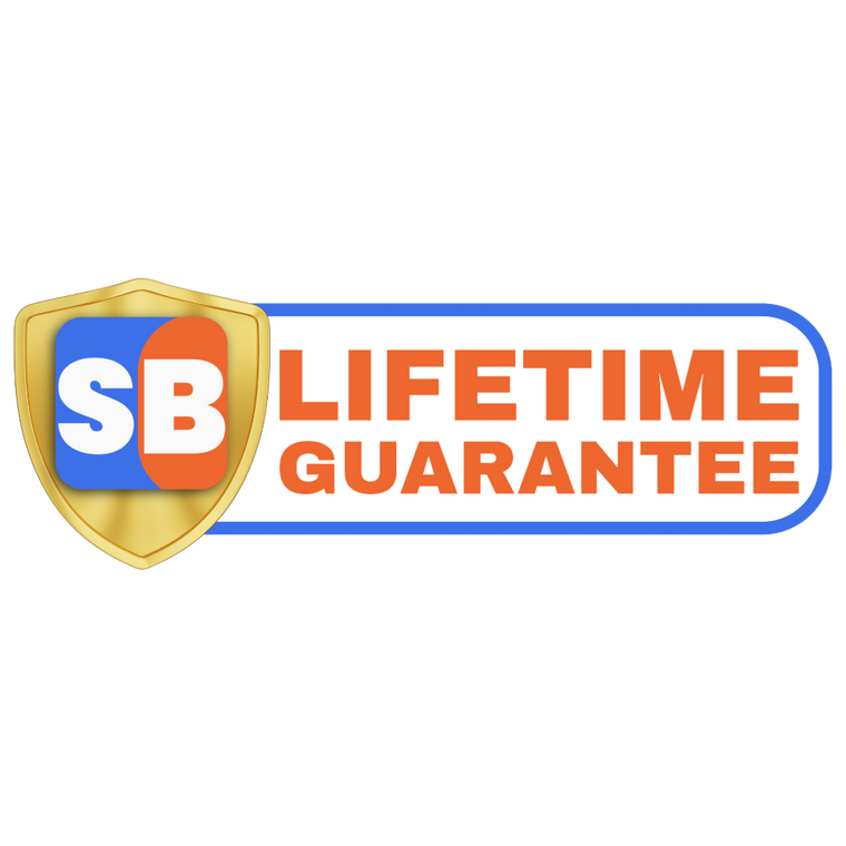 Logo with 'SB Lifetime Guarantee' text on a white background