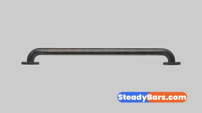 Dark bronze grab bar on a gray background with 'SteadyBars.com' branding.