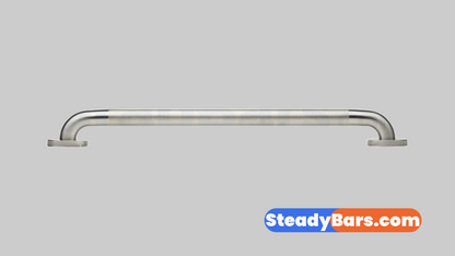 Knurled grab bar on a gray background with 'SteadyBars.com' branding.