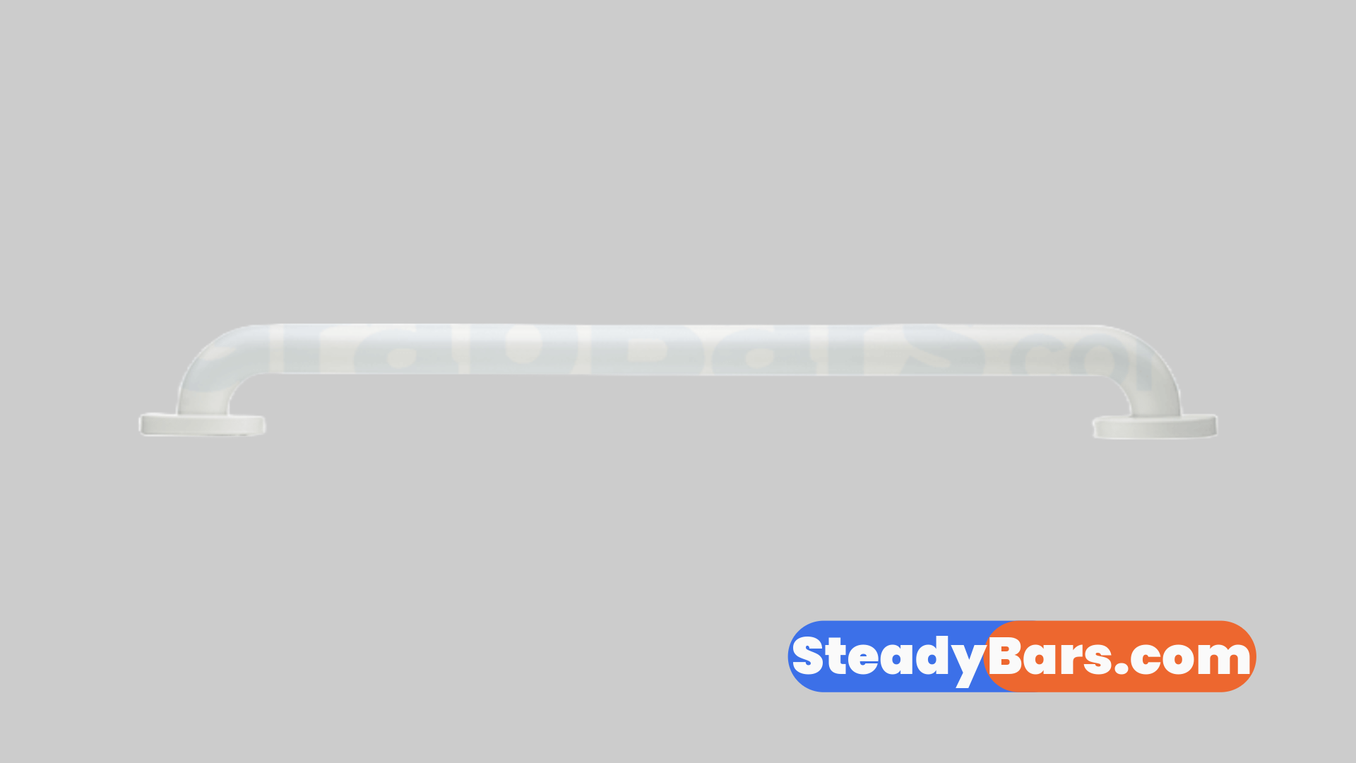 White grab bar with 'SteadyBars.com' branding on a gray background
